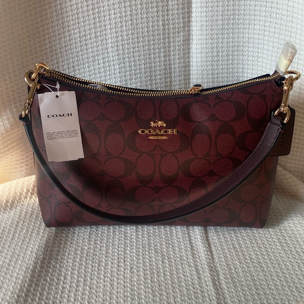 Coach Clara Shoulder Bag in Signature Canvas - Oxblood